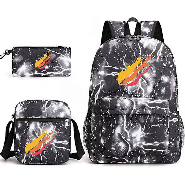 Prestonplayz Printed Starry Sky Backpack Casual Student Skolväska-LIGHTNING BLACK LIGHTNING BLACK