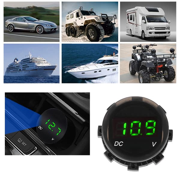 LED Digital Display Motorcykel Voltmeter Spänningsmätare Panelmätare Grön