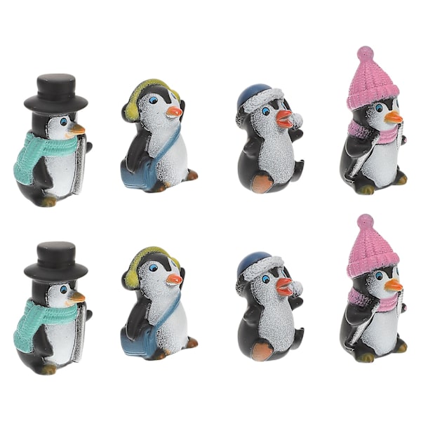 8st Penguin Ornament Vinter Penguin Statyer Bonsai Dekor