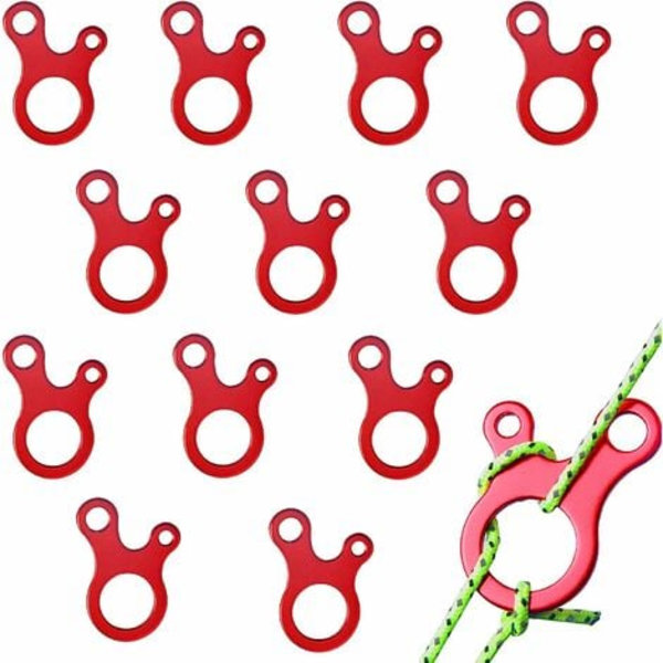 12-pack 3-håls linspännare av aluminiumlegering för utomhustältvandring Camping picknick Fonepro