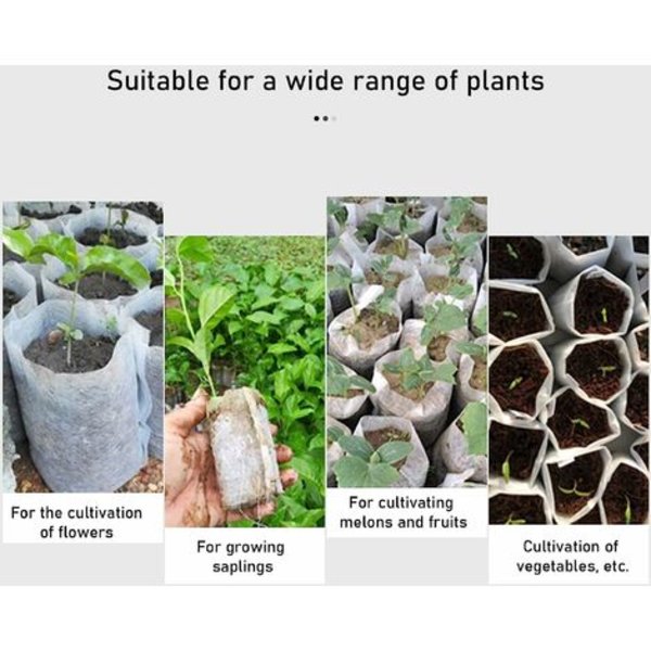 Plantesække Haveplanteposer Biologisk nedbrydelig frøplantepose Avlsvækstposer 8*10cm 200stk Hvid