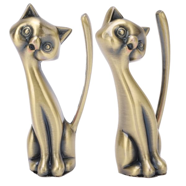 Katt Ringholder Kattefigur Stil Sinklegering Solid og Holdbar Retro Stil Skinnende Ringorganisator for Ringer og Smykker