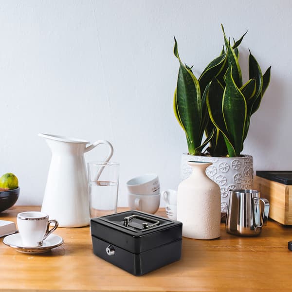 Mini Portabel Låsbar Kassaskrin Säkerhetsbox Svart