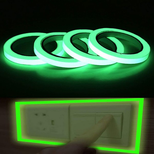 4 kpl pimeässä hohtava teippi, valovoimainen itseliimautuva teippi, ensiluokkainen Luminous itseliimautuva teippi, turvamerkintätarra, uudelleen