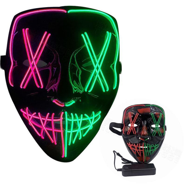 Rydd filmen Halloween LED lysende maske karnevalsfest Sky blue pink