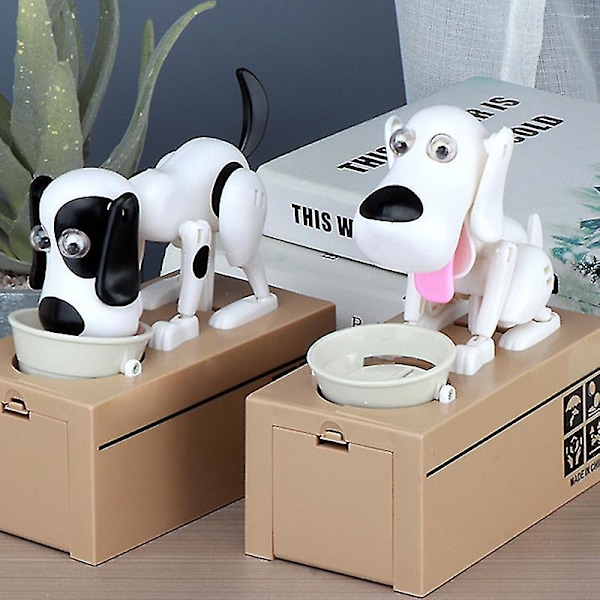 Lille hund Puggy Bank Robotic Coin Munching Legetøj White