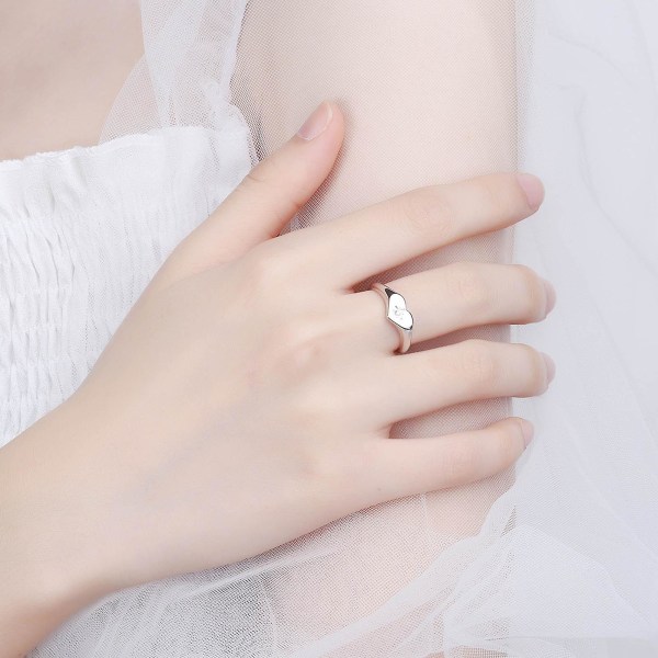 Kvinder Ring Rhinestone Indlagt Ikke-fading Legering Glat Kærlighed Finger Ring til fødselsdag Platinum US 7