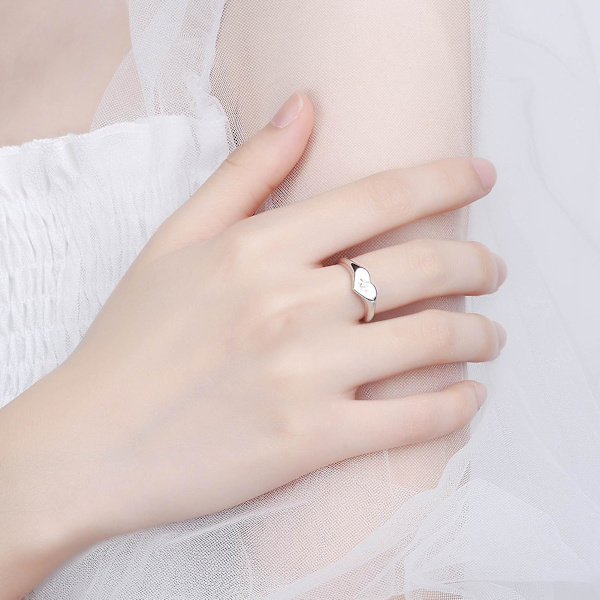 Kvinnor Ring Rhinestone Inlagd Non-blekning Legering Smidig Kärlek Finger Ring För Födelsedag Platinum US 7