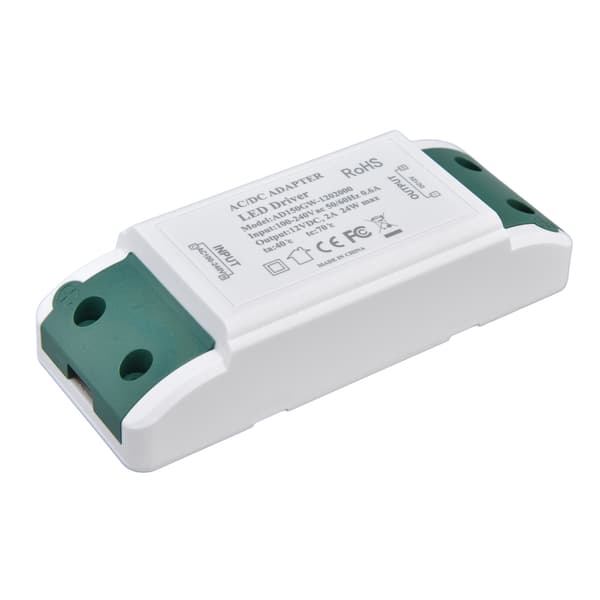12V DC 24W 2A LED-driver til LED-strips og skabsbelysning