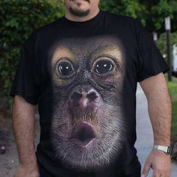 3d män T-shirt Orangutang mönster rund hals kort ärm S