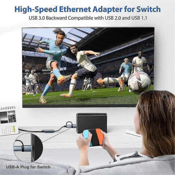USB 3.0 til Ethernet-adapter med USB C til RJ45 Gigabit LAN 1000 Mbps kablet netværk, netværksadapter, til Windows-yuyu Som visas