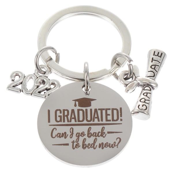 1 stk Graduation Keychain Pendant 2022 Graduation Key Ring Gift Keychain Silver