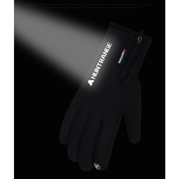 Vinter skihandsker lynlås mænd og kvinder vandtæt udendørs sport ridning plus fløjl tykke varme handsker touch screen Mountaineering XL Sort