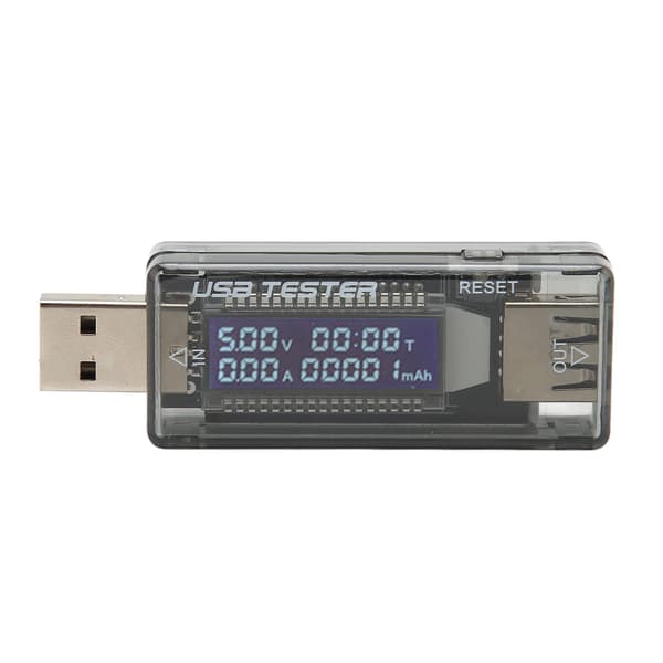 USB Oplader Måler LCD Display Transparent Bærbar Strøm Spændingstester 3.5V til 20V 0A til 3.3A