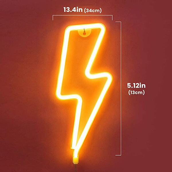 (Varm hvid neonform - Dual Use Lightning + USB batteriboks) LED festival stemningslys, til have, gård, indendørs og udendørs