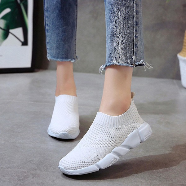 Kvinder Mesh Pumps åndbare sportssko flade sko White 38