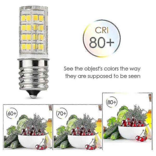 Pakke med 4 dæmpbare LED E17 mikrobølgeovnspærer, dagslys 6000k 40w halogenækvivalent lys, keramik