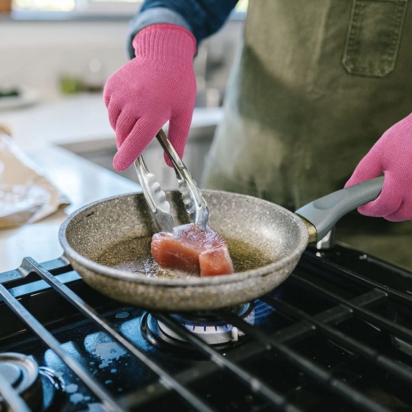 Naisten BBQ-käsineet: Lämmönkestävät uunikäsineet 932°F asti grillaukseen, leivontaan, leivontaan vaaleanpunainen