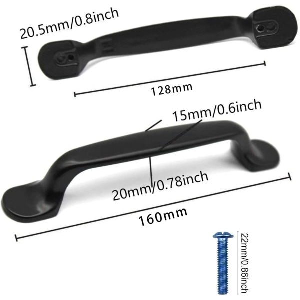 skåpshandtag, lådhandtag, 10 st aluminiumlegering Skåp lådhandtag mattsvart (160MM)