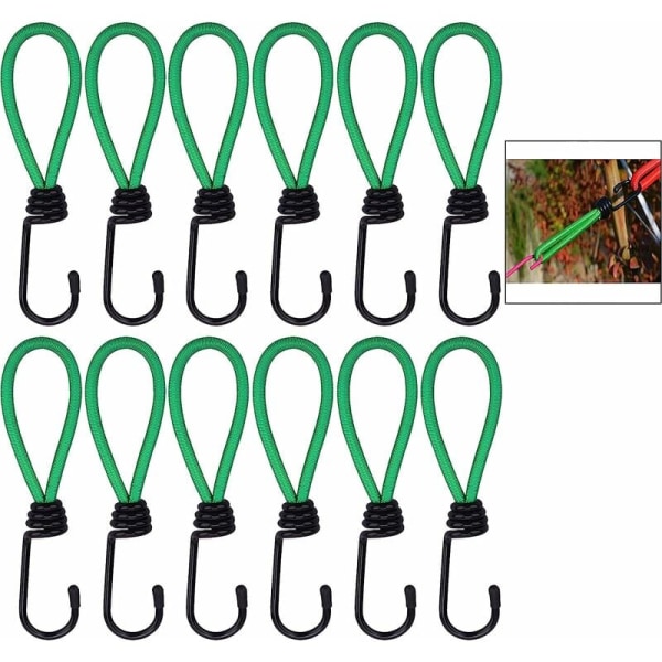 12 stykker Bungee Hook, Tarp Bungee Hook Bungee Cords Camping med krog, Bungee strop til presenninger,