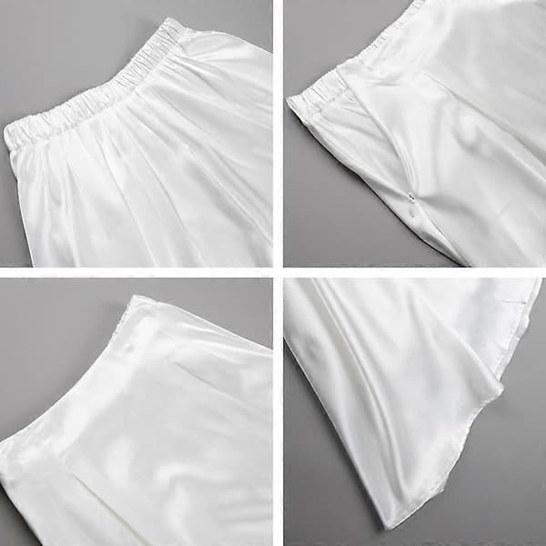 Dam Vår Sommar Kjol Silke Elegant Hög Midja Cocktailparty Bröllop Sjöjungfru Fåll Satin Maxikjolar WHITE S