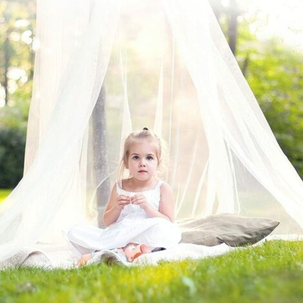Myggenet, Princess Dobbelttand Rund Baldakin (0,7*2,6*8,5m, hvid)