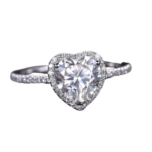Kvinnor Ring Hjärtform Strass Smycken Galvanisering Mode Utseende Fingerring för bröllop US 5
