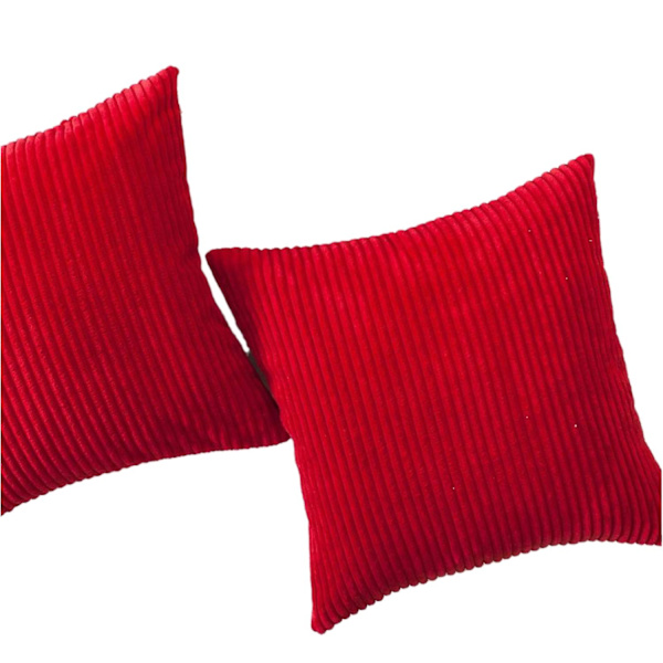 Korsryggputetrekk 2 pakke dekorative stripete kordfløyel rektangel putetrekk avlange putetrekk for sofa 16 * 16*Inch Red