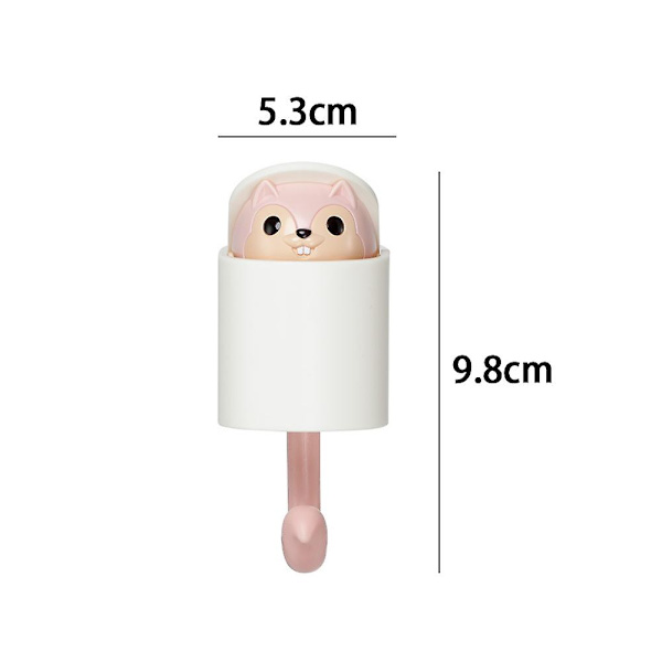 2 st Ekorrformad självhäftande krok för barnrum Vardagsrum Sovrum, söt tecknad Creative Pink