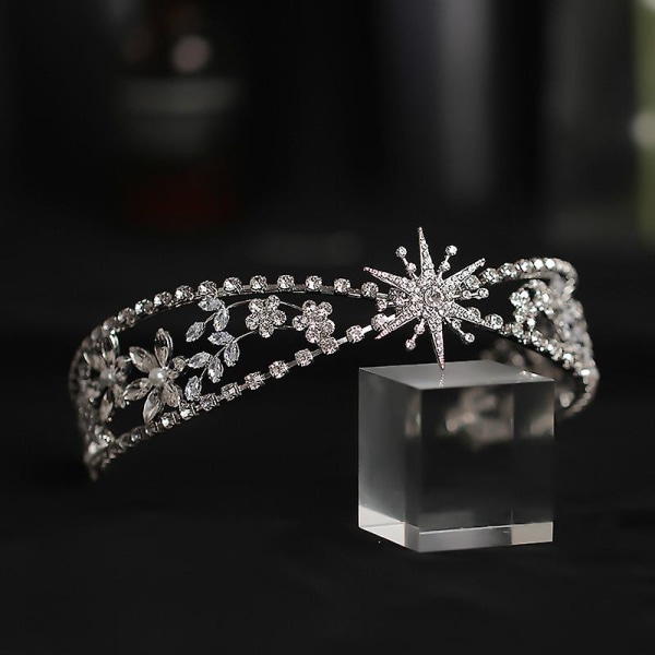 Glitrende blomsterblader Pannebånd Håndlaget Zircon Ballett Hodeplagg Brudekrone Hårbøylehår