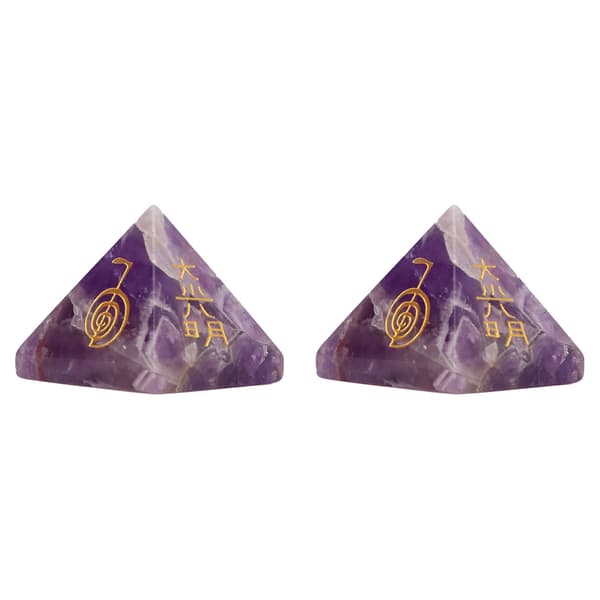 2 stk. Energi Pyramide Krystal Meditation Sten Fire Sidet Bogstaver Indretning Gave