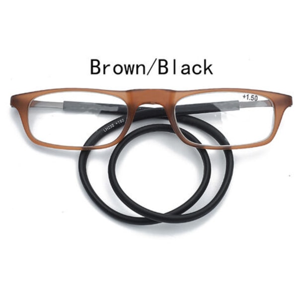 Høykvalitets Lesebriller Tr Magnetisk Absorpsjon Hengende Hals Funky Readers Briller 2,25 Forstørrelse brun svart