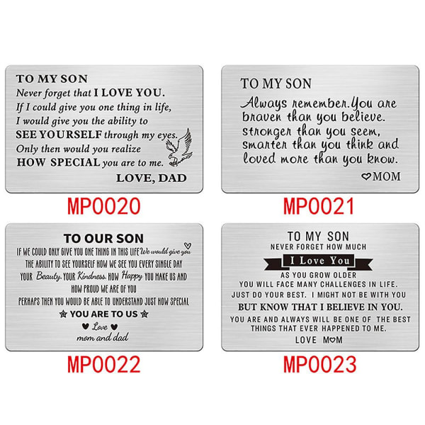 Metallinen käyntikortti ruostumattomasta teräksestä valmistettu lompakkoklipsi, kortti, jossa on kirjaimia poikalahjoja MP0018
