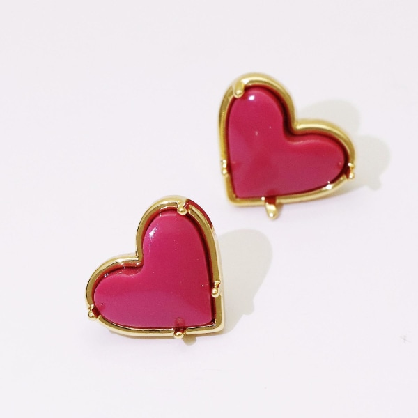 Örhänge Vintage Heart Stud Modesmycken Ac6135 pink 2