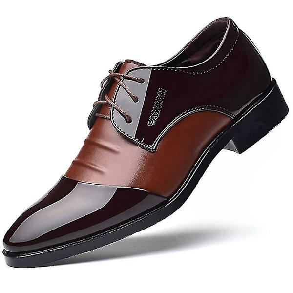 Mænd Bryllup Business Party Patent Formelle Smart Sko Brown 45