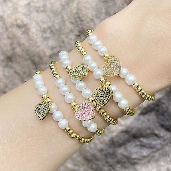 Armbånd Vintage Zircon Heart Stud Fashion smykker Ac9276 Rose