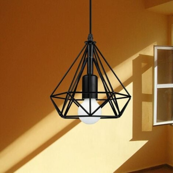 Industriell taklampa, retro taklampa Ø20cm i svart järn med justerbar kabel och E27-sockel, perfekt för middagar