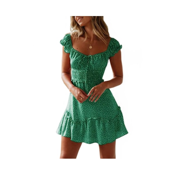 Panelet flæser blomsterkjole kortærmet print XL