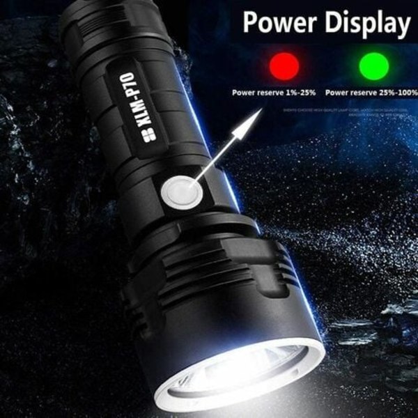 p70 ficklampa, 30000-100000 lumen power LED Ultraljus vattentät ficklampa, kraftfullaste XLM-P70 50W 3-lägesblixt