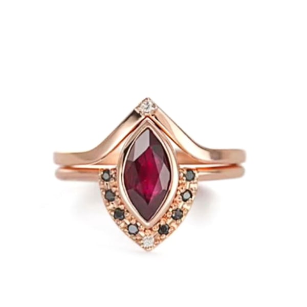 Kvinner Ring Rød Rhinestone Vintage Style Klassisk Paret Knuckle Ring For Bryllup US 8