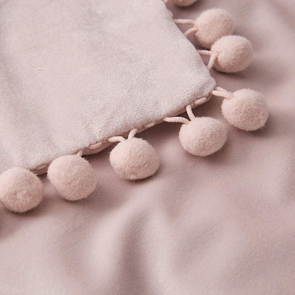 Paket med 2 Sammets-kuddfodral Pompom Dekorativa örngott Solida mjuka kuddfodral Med Poms Fyrkantig För Soffa Soffa Sovrum Bil 18x18tum Da 22 x22 Pink