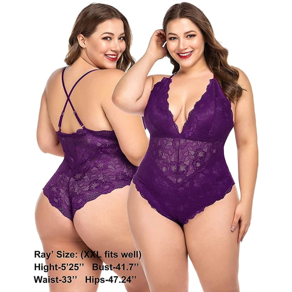 Sexet undertøj Blonde-bodysuit Deep V purple L