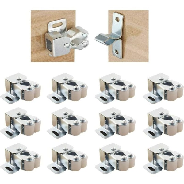12 pakkaus hopeakortin muotoisia ovikiinnikkeitä kosketushelmillä pieniin keittiön kaappeihin ja magneettilaatikoihin kotiin