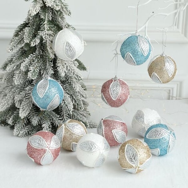 12 stk juledekorasjoner Treanheng juledekorativ ball for god jul DIY julenissefest