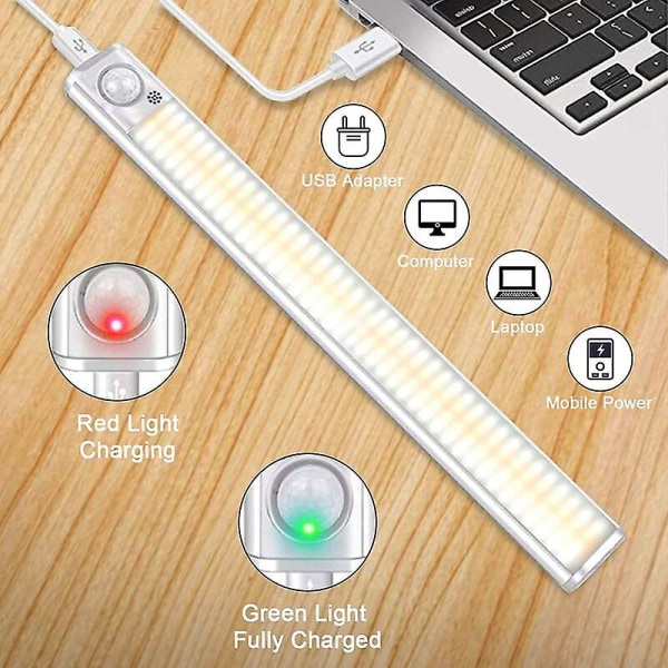 160 led trådlös garderobslampa, ledlampa för kök, ledlampa under skåp, led kökslampa, rörelsesensor nattljus USB laddning för skåp, trappa