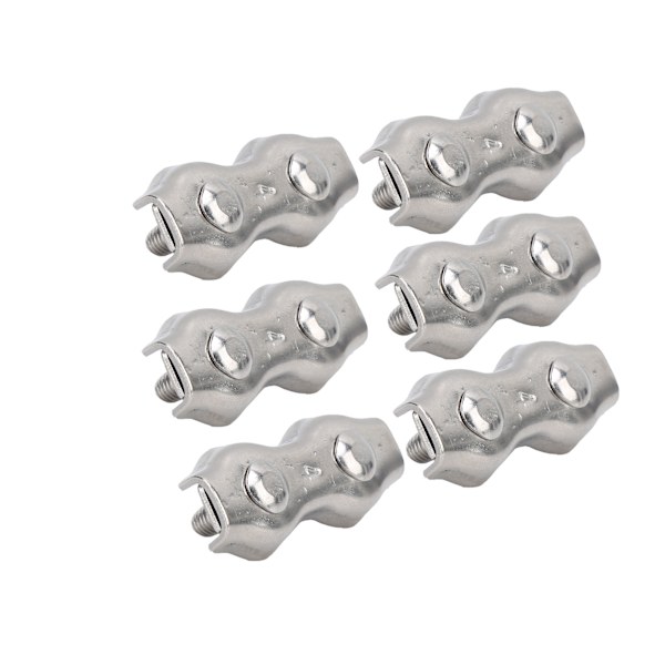 6 Duplex Wire Clamp Rustfrit Stål 2-polet Kabelklemmer til Tråd M4