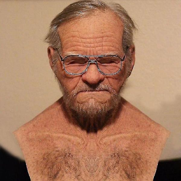 Huacreate Horror Mask Halloween Cosplay Bald Old Man Masque Facial Party Prop Adulte