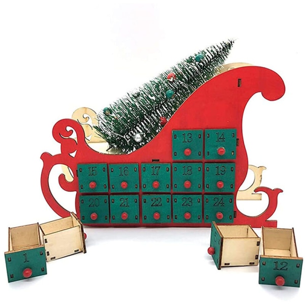 Red Christmas Countdown Calendar Ornament Home Decoration Desktop Ornament, for hjemmekontor dekorasjon