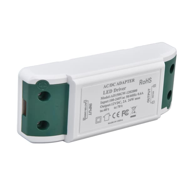 12V DC 24W 2A LED-driver for LED-stripe og skaplys