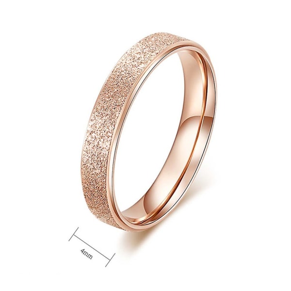 Glitter Matte Slim Band Titan Stål Finger Ring Bröllopssmycken Gift Rose Gold US 8 2mm